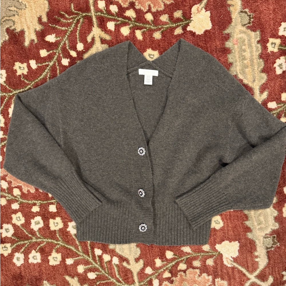 H&M Charcoal Button-Up Cardigan